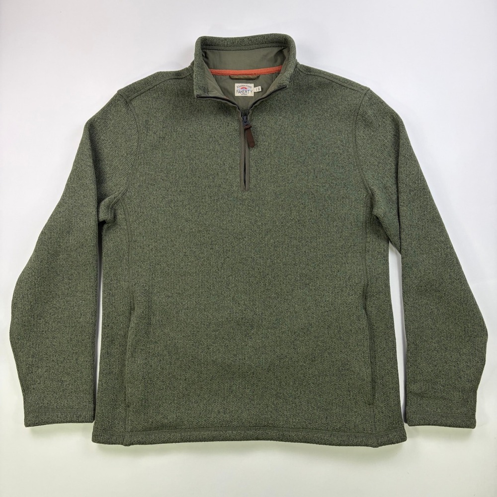 Faherty Alpine Quarter-Zip Pullover Mens Medium Green Fleece Sweater
